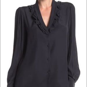 FRAME
Lettuce Collar Silk Top